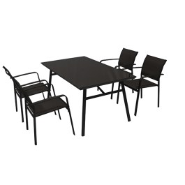 ROSE OUTDOOR SET WITH TABLE AND 4 CHAIRS BLACK FABRIC AND BLACK FRAME 21724 ROSE ΣΕΤ ΚΗΠΟΥ ΜΕ 4 ΚΑΡΕΚΛΕΣ ΚΑΙ ΤΡΑΠΕΖΙ ΣΕ ΜΑΥΡΟ ΥΦΑΣΜΑ ΚΑΙ ΜΑΥΡΟ ΠΛΑΙΣΙΟ 21724